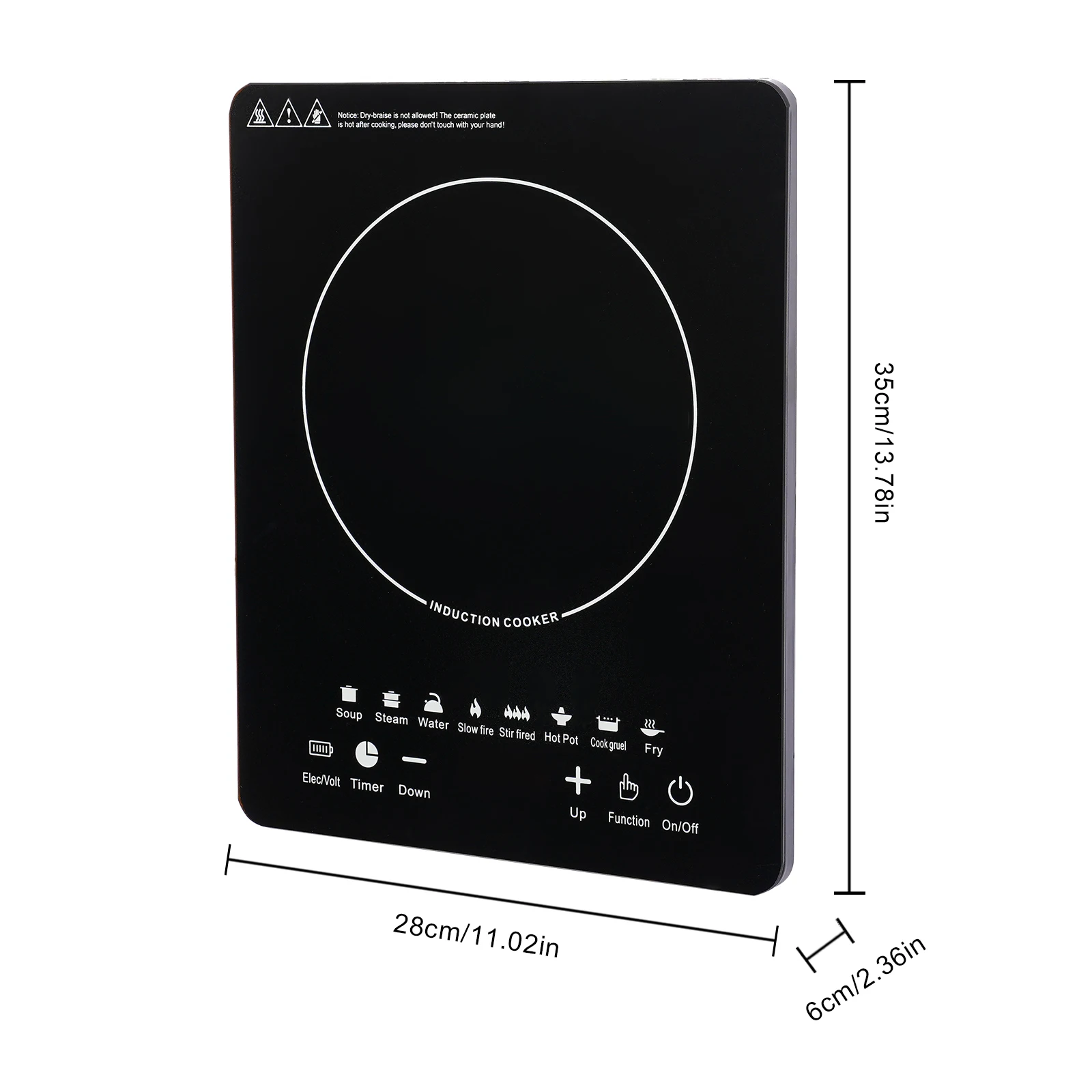 750W Induction Cooktop Glass‑PP Surface, 8 Power Levels, 180‑min Timer - Image 2