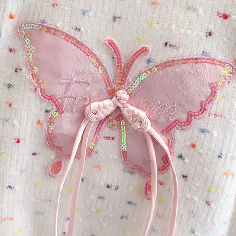 Sweet Children Clothing Autumn New Girl Baby Colorful Polka Dot Sweater Winter Trend Tassel Bowtie Kid Princess Pullover HY11211 - Image 6