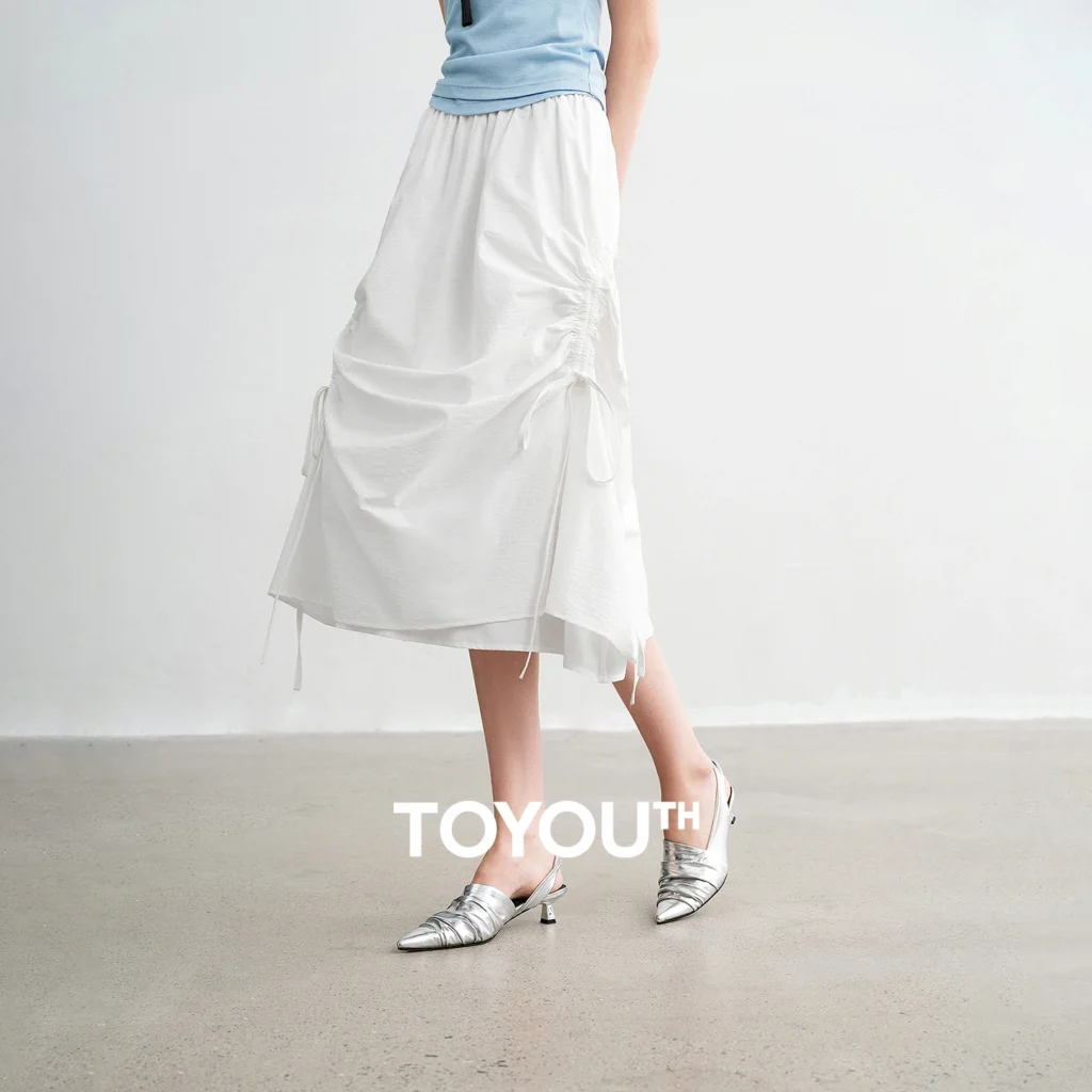 Women's Elastic-Waist A-Line Midi Skirt