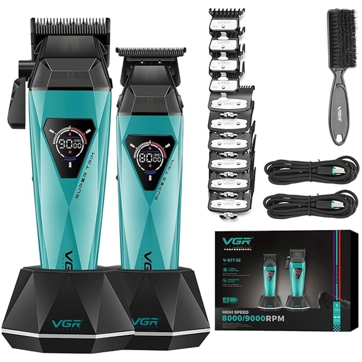 VGR V-877 S2 Cordless Hair Clippers – 9000 RPM Motor, DLC Coated Blades - Image 6