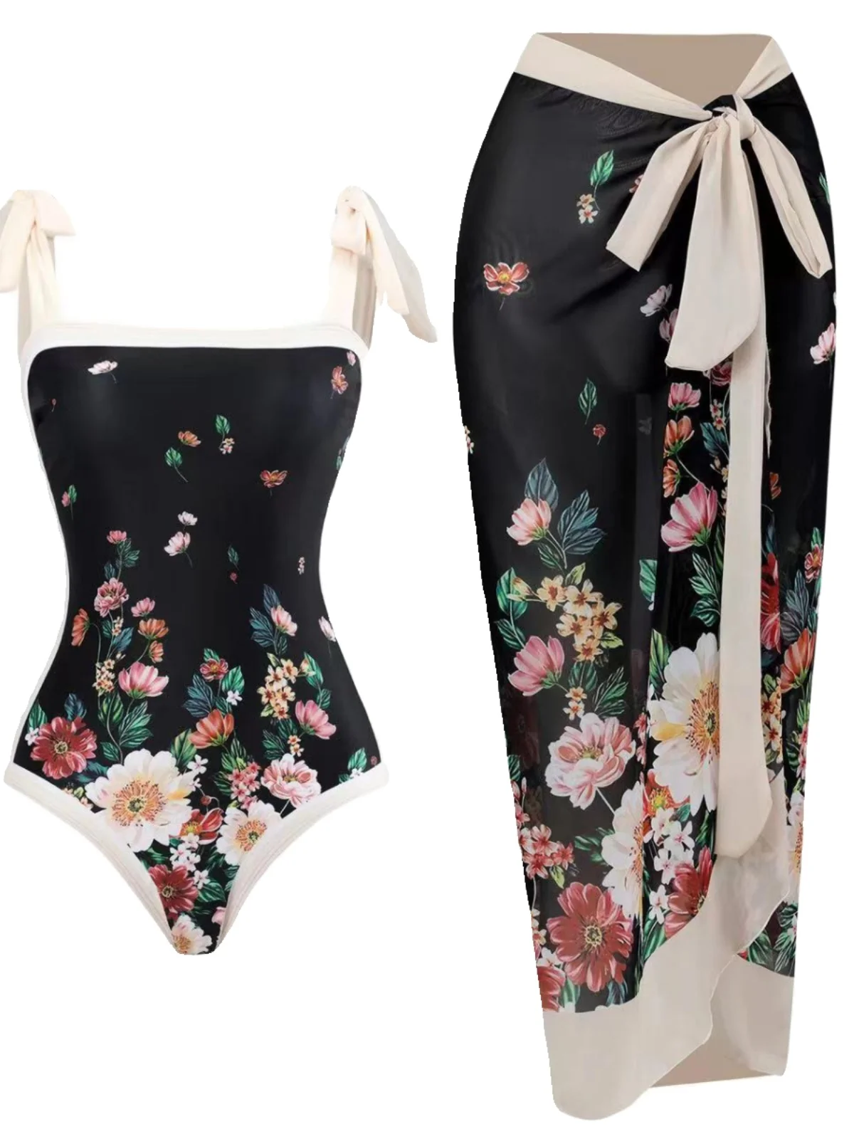 Women's Printed One-Piece Swimsuit with Skirt - view 5