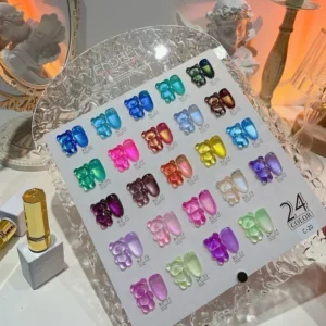 24‑Color Candy‑Hue Mother‑of‑Pearl Gel Nail Polish – UV/LED Cure, 15 ml
