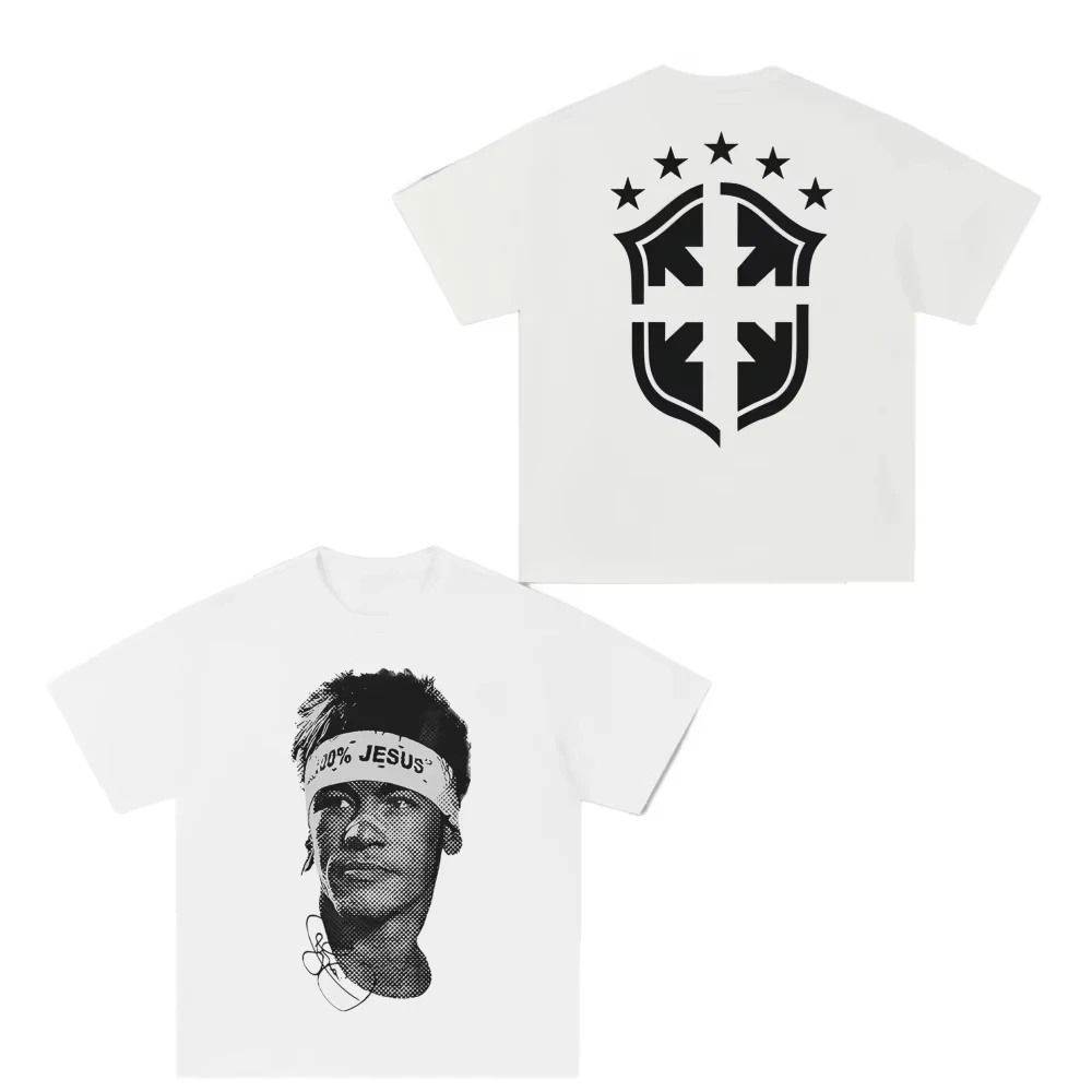 Cotton Short-Sleeved T-Shirt with Vintage Print - Image 3
