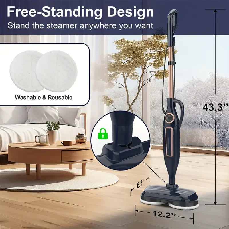 Vastorm VM6 1300W Steam Mop with Rotating Pads, LED Light, 330ml Tank - Image 8