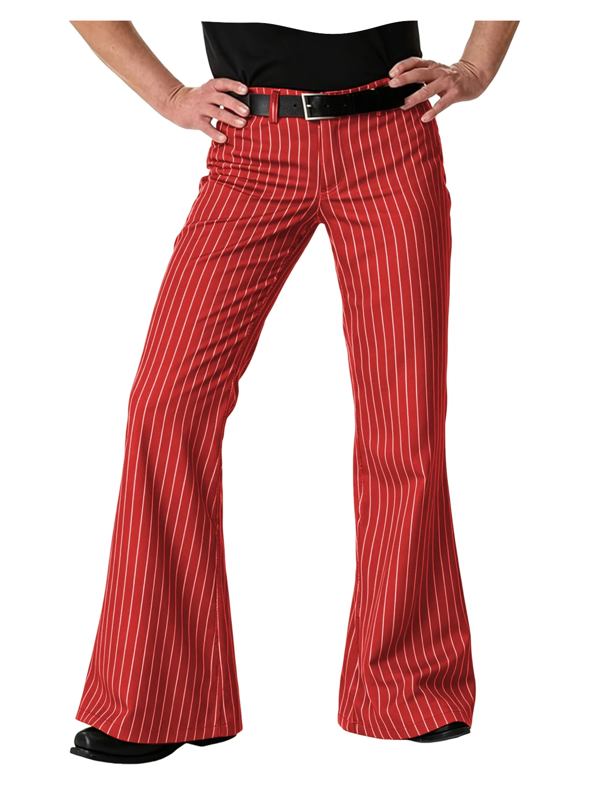 Men's Polyester Pinstripe Flared Pants - Image 9