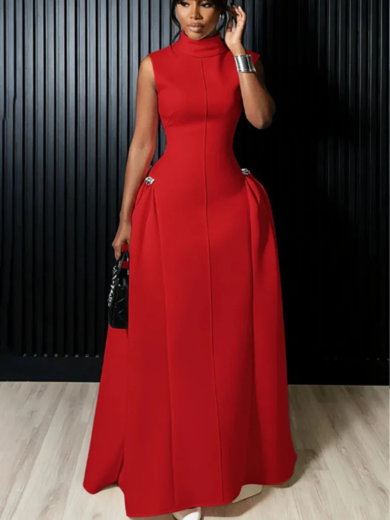 Women's High-Neck Fitted Gala Maxi Gown