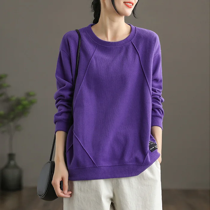 Loose Fit Pure Cotton Long Sleeve Hoodie Women's Casual Style round Neck Printed Top Korean Version Spring Autumn New Arrival - Image 25