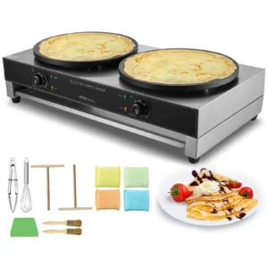 SucceBuy 16-Inch Double‑Head Electric Crepe Maker – 3400W, Stainless Steel, Temp Control