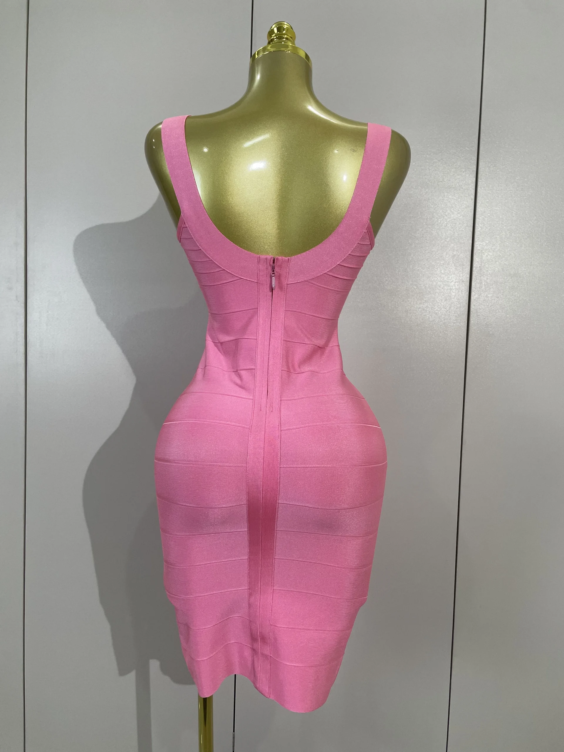 Women 2026 Sleeveless Sexy Bodycon Pink Mini Bandage Dress Celebrity Elegant Evening Party Fancy Club Cocktail Birthday Dress - Image 3