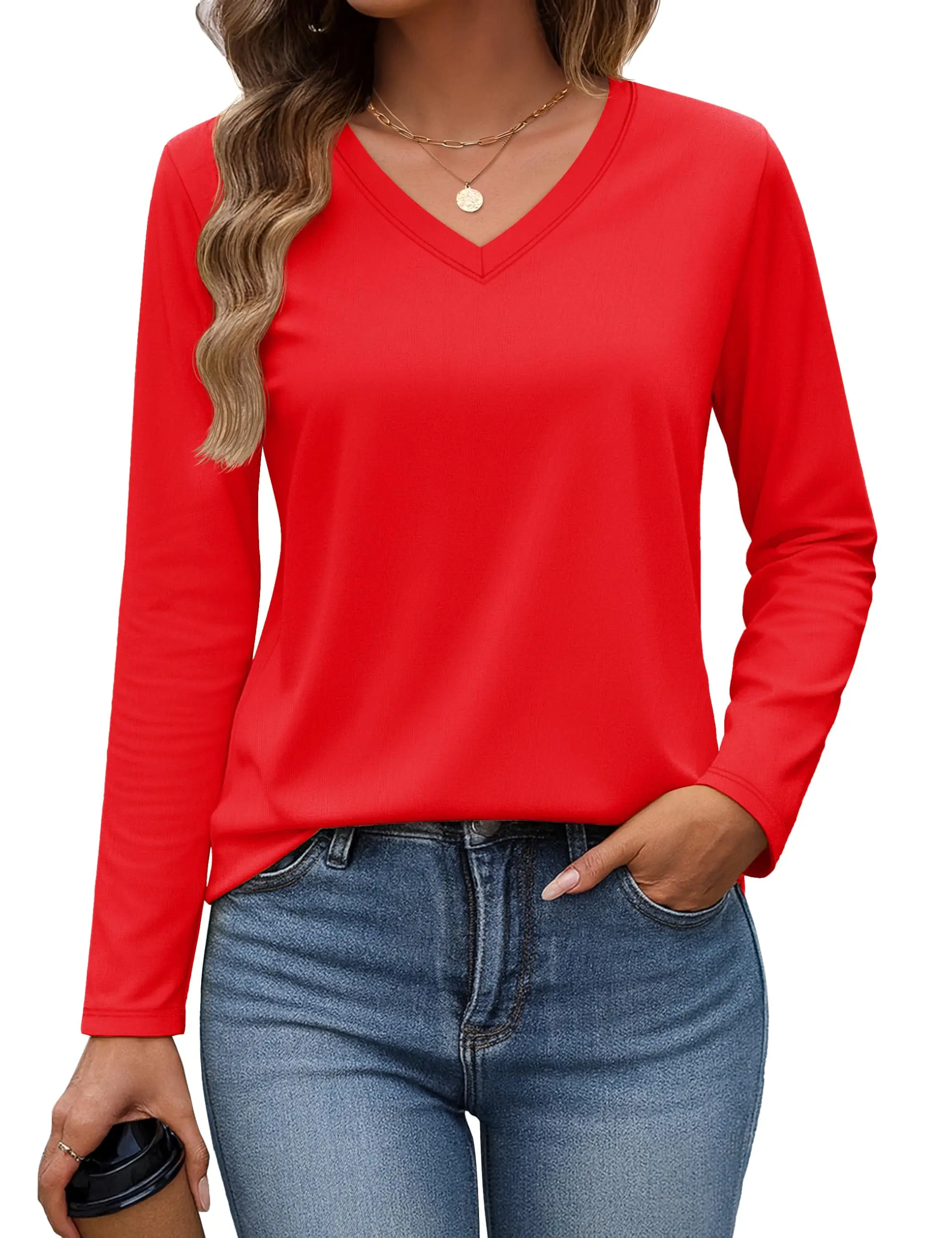 TACVASEN Women's V-Neck Long Sleeve Tee - view 15