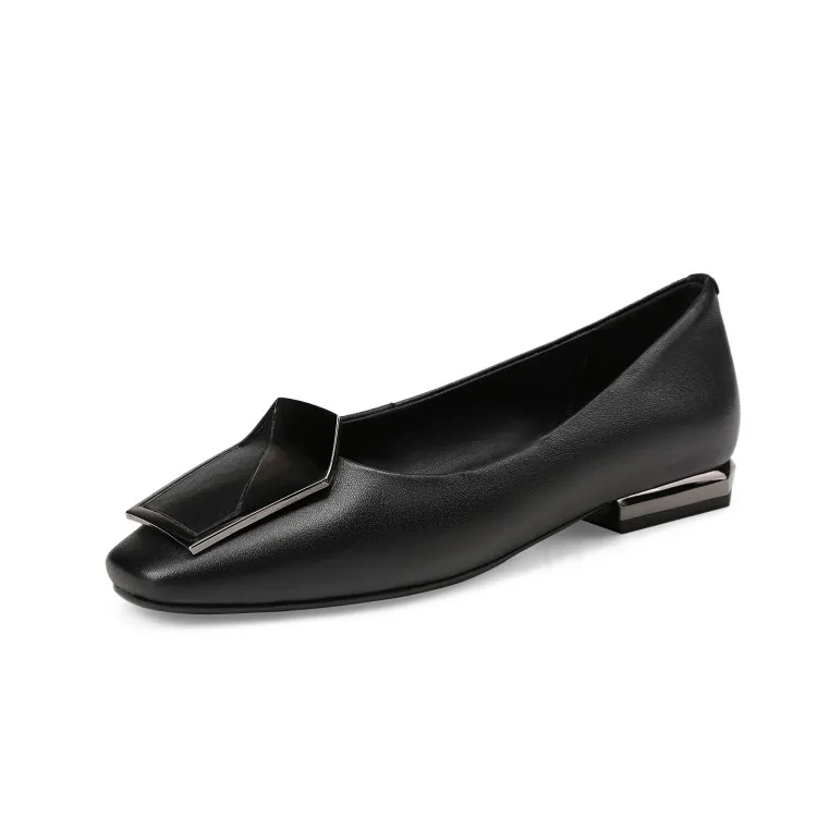 Women's Handmade Genuine Cow Leather Square-Toe Low Heel Pumps - Image 7