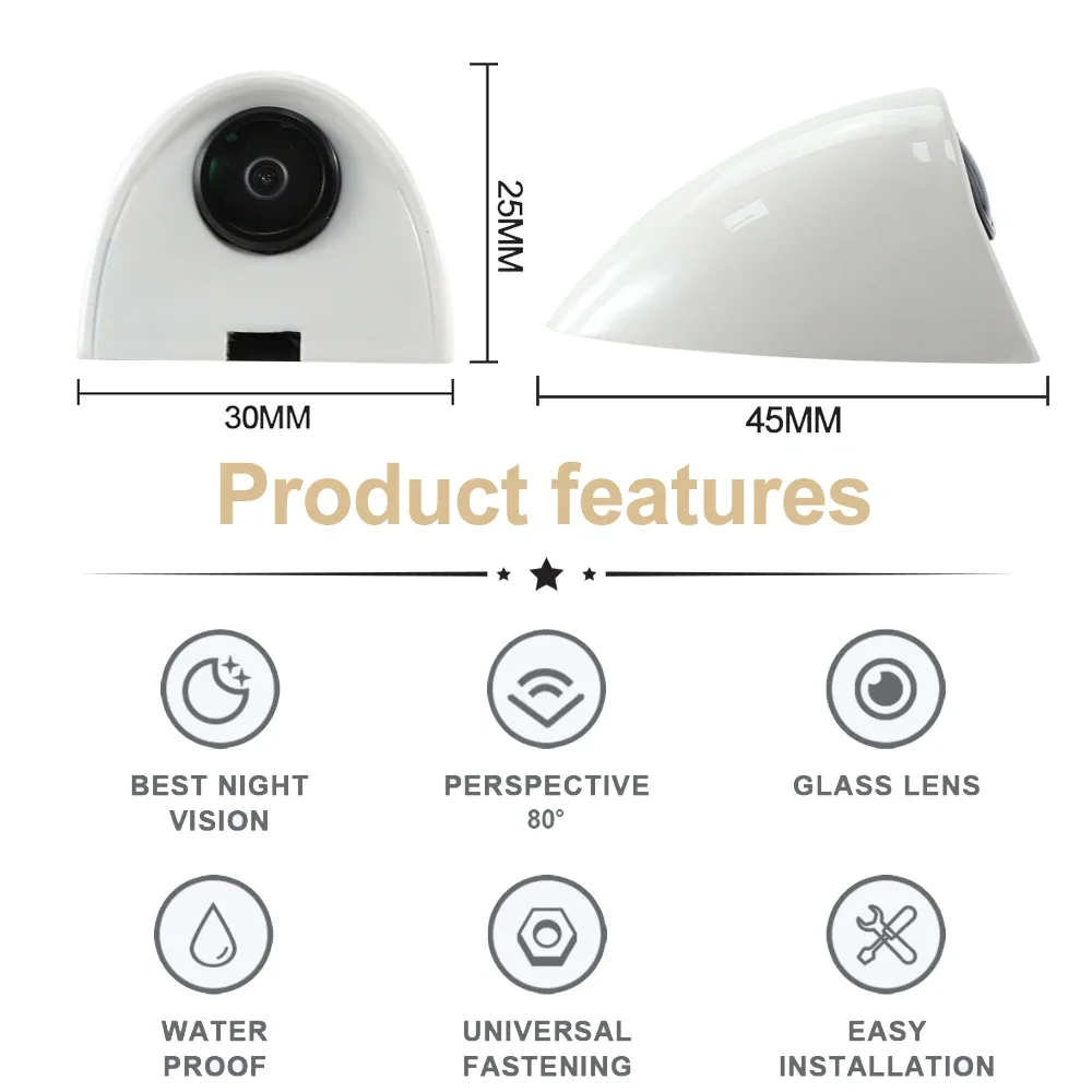 Carsanbo Car Door Side View Camera Night Vision HD Image Left Right Side Blind Spot Camera Tape Mounting for Sedan Pickup Truck - Image 2