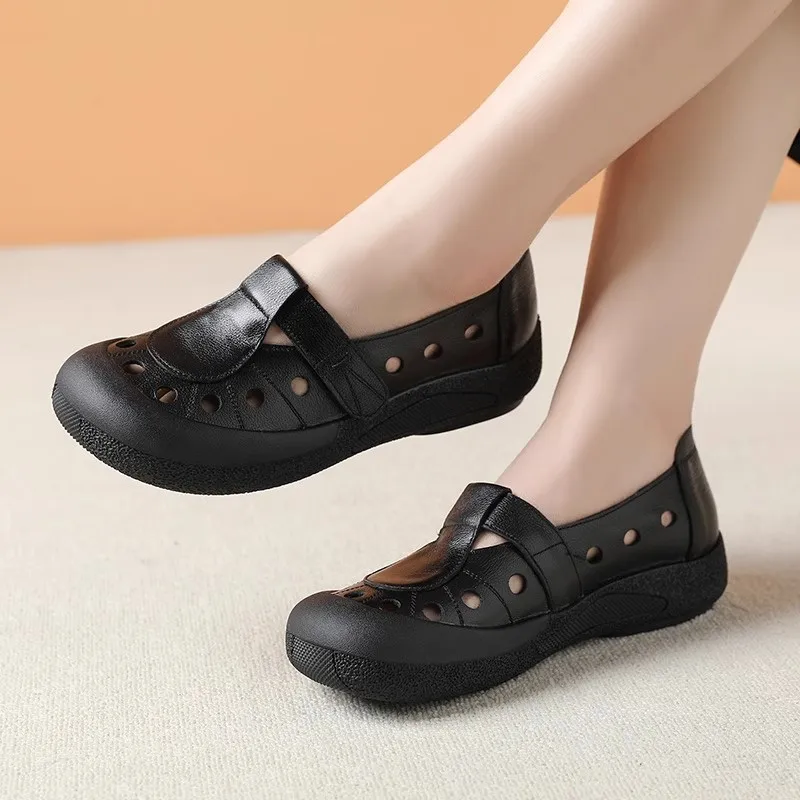 GKTINOO Genuine Leather Hollow‑Out Ballet Flats with Soft Rubber Sole - Image 5