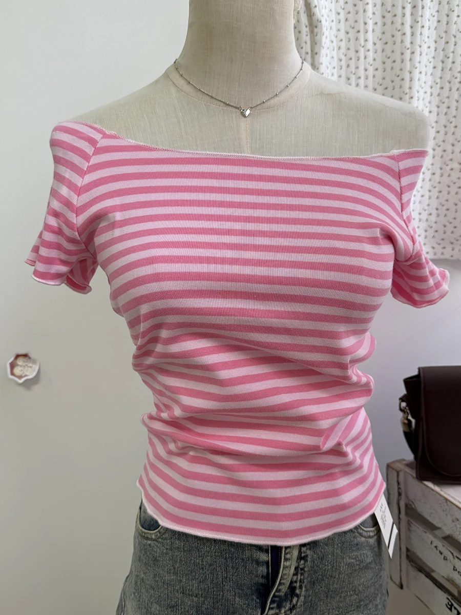 Women's Slash Neck Cotton Crop Tee - view 7