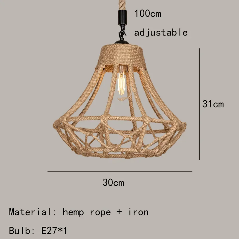 Vintage Rope LED Pendant Lamp – Metal Black/Brown Chandelier - Image 11