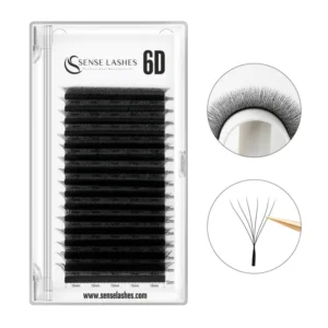 Sense Lashes 6D W‑Shape Volume Fans – 16‑Row Tray, 8‑15 mm, Vegan