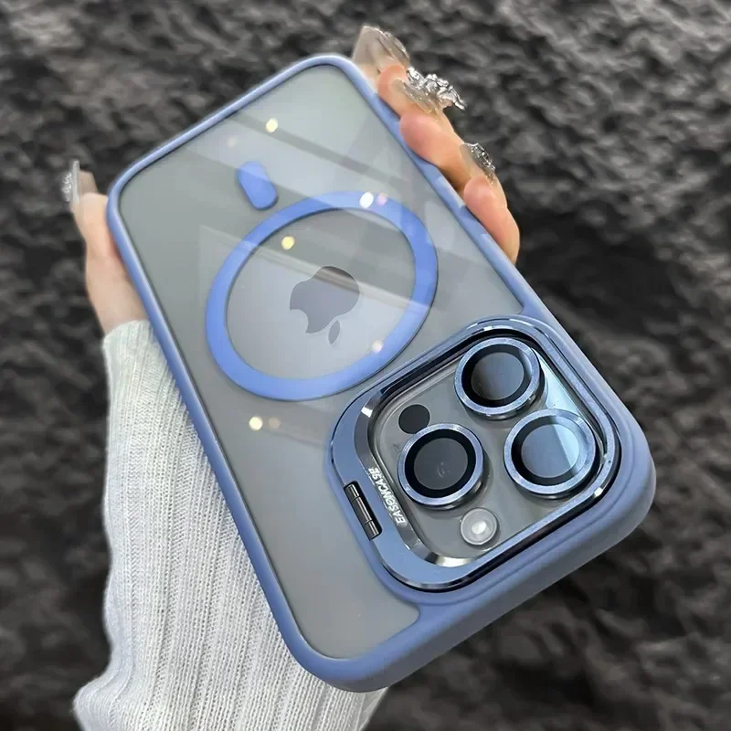 Magnetic Shockproof Transparent iPhone Case with MagSafe Stand - Image 13