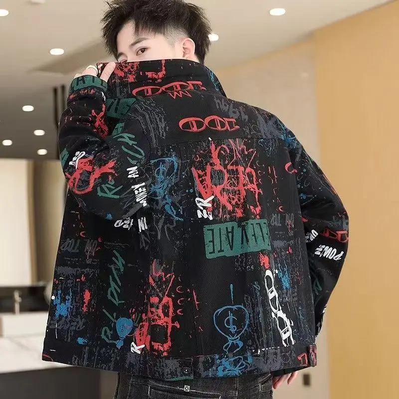 Vintage Men's Print Denim Jacket - Image 4