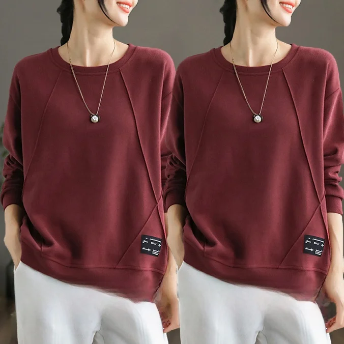 Loose Fit Pure Cotton Long Sleeve Hoodie Women's Casual Style round Neck Printed Top Korean Version Spring Autumn New Arrival - Image 7