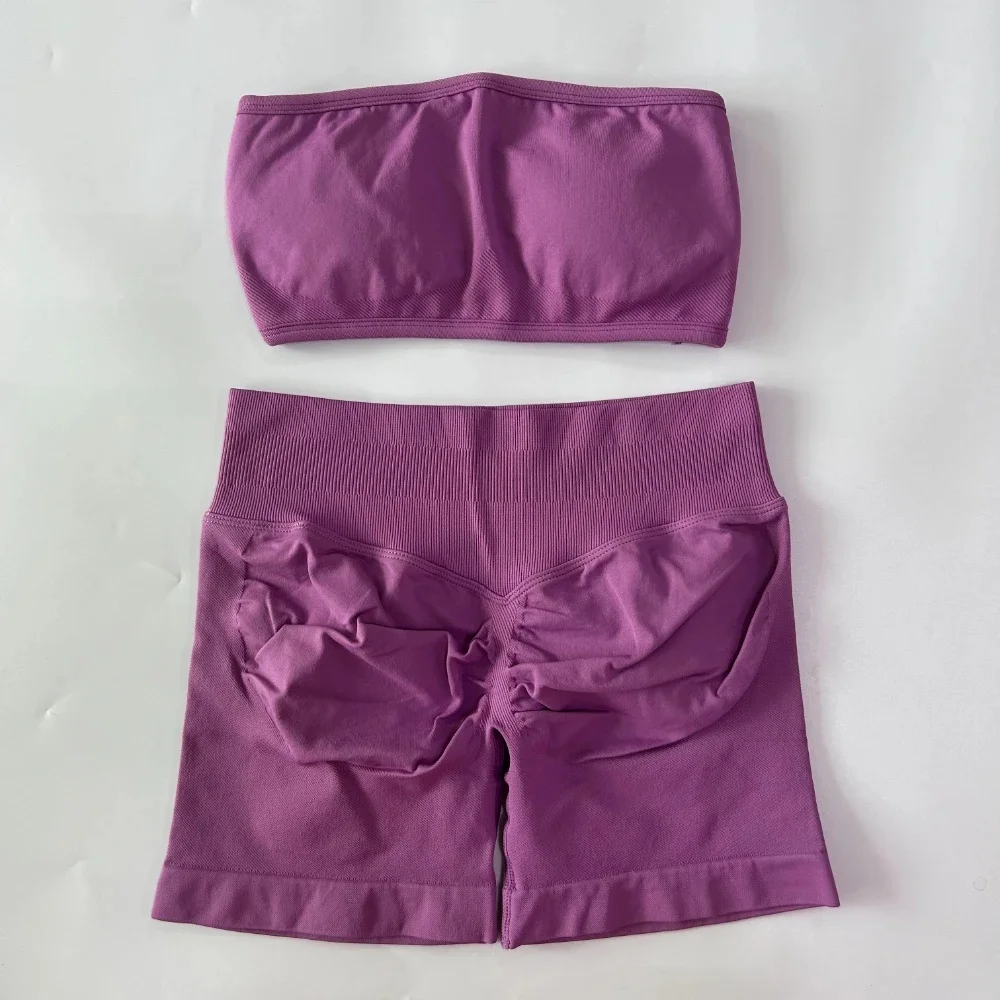 Women's Backless Sports Bra and Shorts Set - view 6