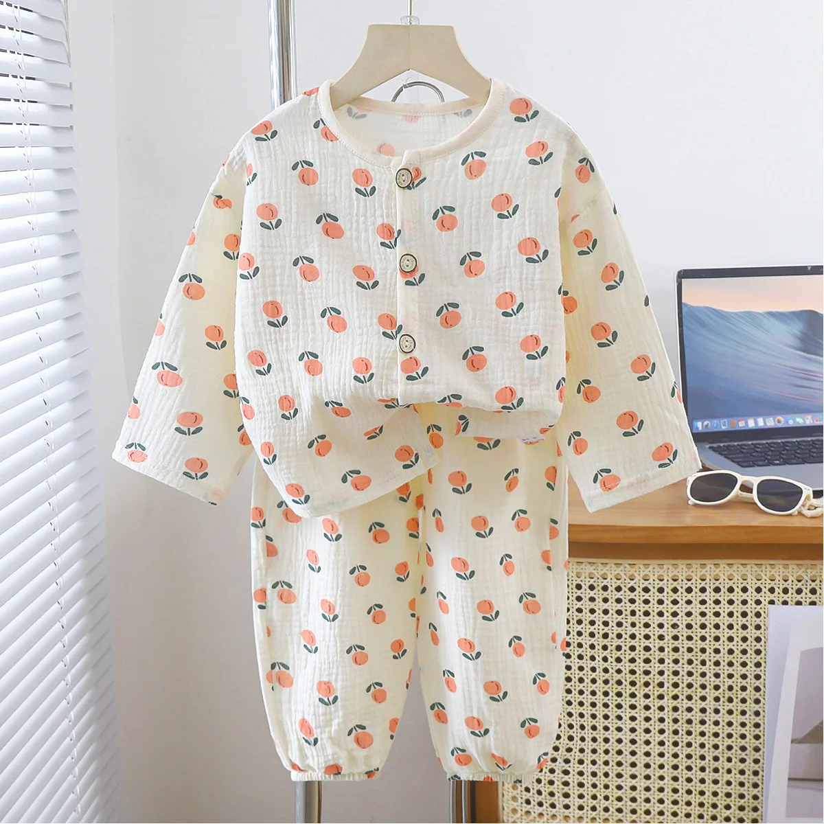 Kids Unisex Cotton Gauze Sleepwear Set – Raglan Full Sleeve Summer - Image 19