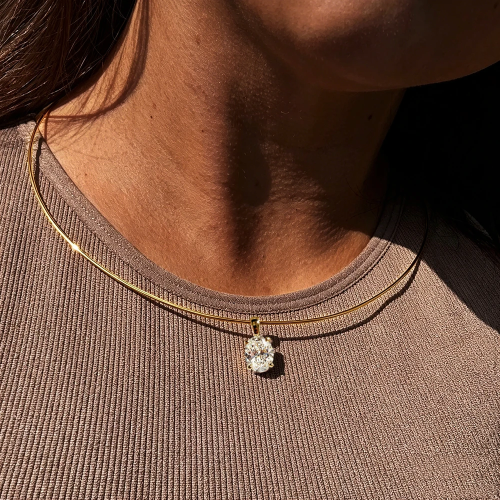 BXINY 3-5 ct Oval‑Cut Moissanite Collar Choker in 925 Sterling Silver - Image 6