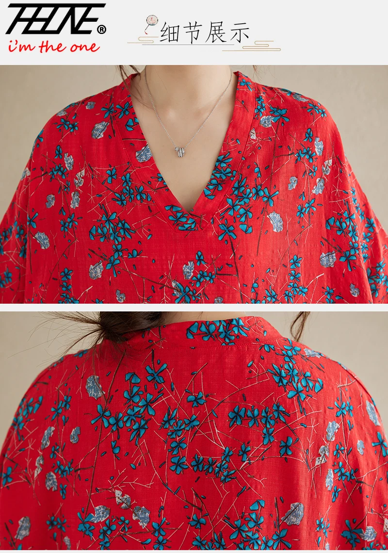 Women Dresses Plus Size Maxi Long Bohemian Para Mujer Summer Elegant Boho V-Neck Floral Print Vintage Dresses Vestidos Femenino - Image 4