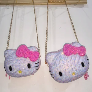 Cute Plastic Crossbody Backpack with Rhinestone Crystals – Girls 4-6