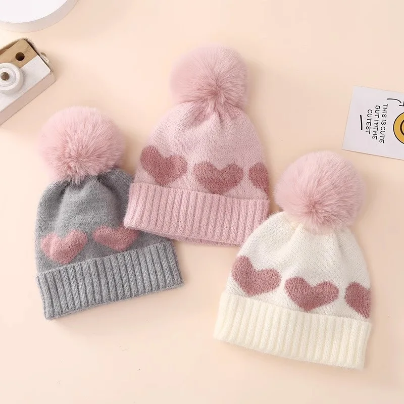 Polyester Pom-Pom Knit Baby Beanie – Unisex 1-3 Years, Cozy Winter Hat - Image 3