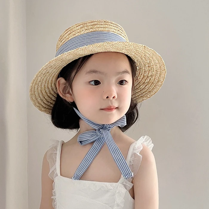 Straw Summer Kids Sun Hat with Wide Brim and Adjustable Strap, 48-52 cm - Image 2