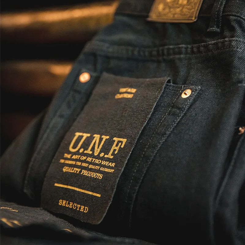 Men's Vintage Black 12.8oz Straight Denim Jeans