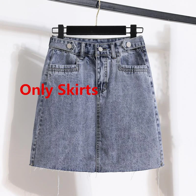 Women Casual Stripe Shawl T Shirt Skirts Two Piece Set 2025 Summer Student Fashion Tops Denim A-Line Skirt Outfits Lady Clothes - Image 7