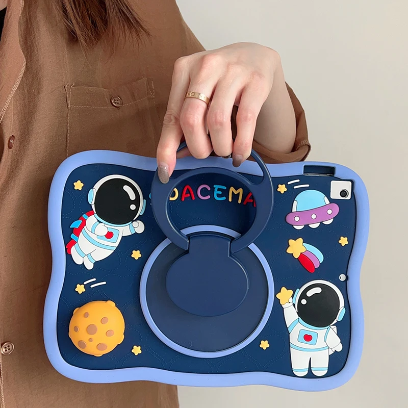 Cartoon Astronaut Case for iPad 6th / 5th Generation 9.7 inch 2018/2017 iPad Air 2 Case Rotating Kickstand Silicone Case Kids - Image 14