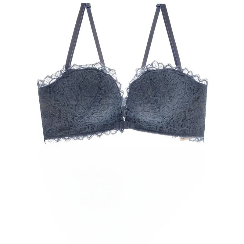 Sexy Back Without Steel Ring Underwear Female Small Breasts Gathered Big Breasts Showing Small Bra Black/Skin tone/White - Image 3