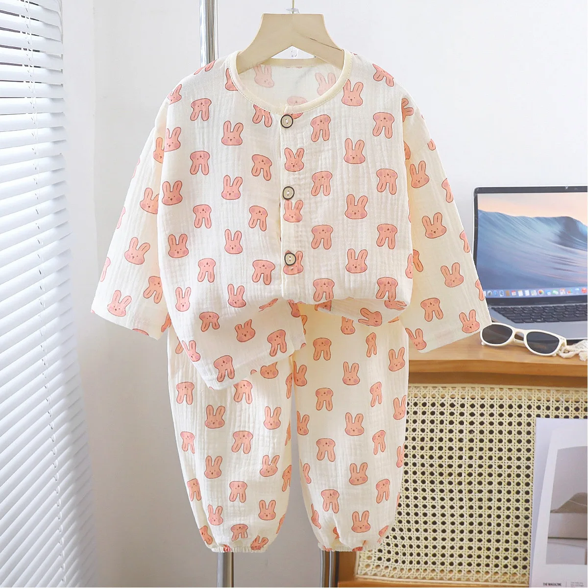 Kids Unisex Cotton Gauze Sleepwear Set – Raglan Full Sleeve Summer - Image 8