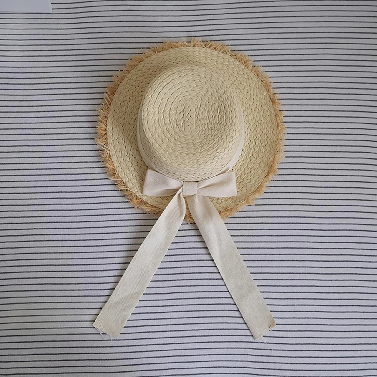 Kids Wide-Brim Straw Fedora Hat with Vintage Bow – Unisex Sun Visor - Image 7