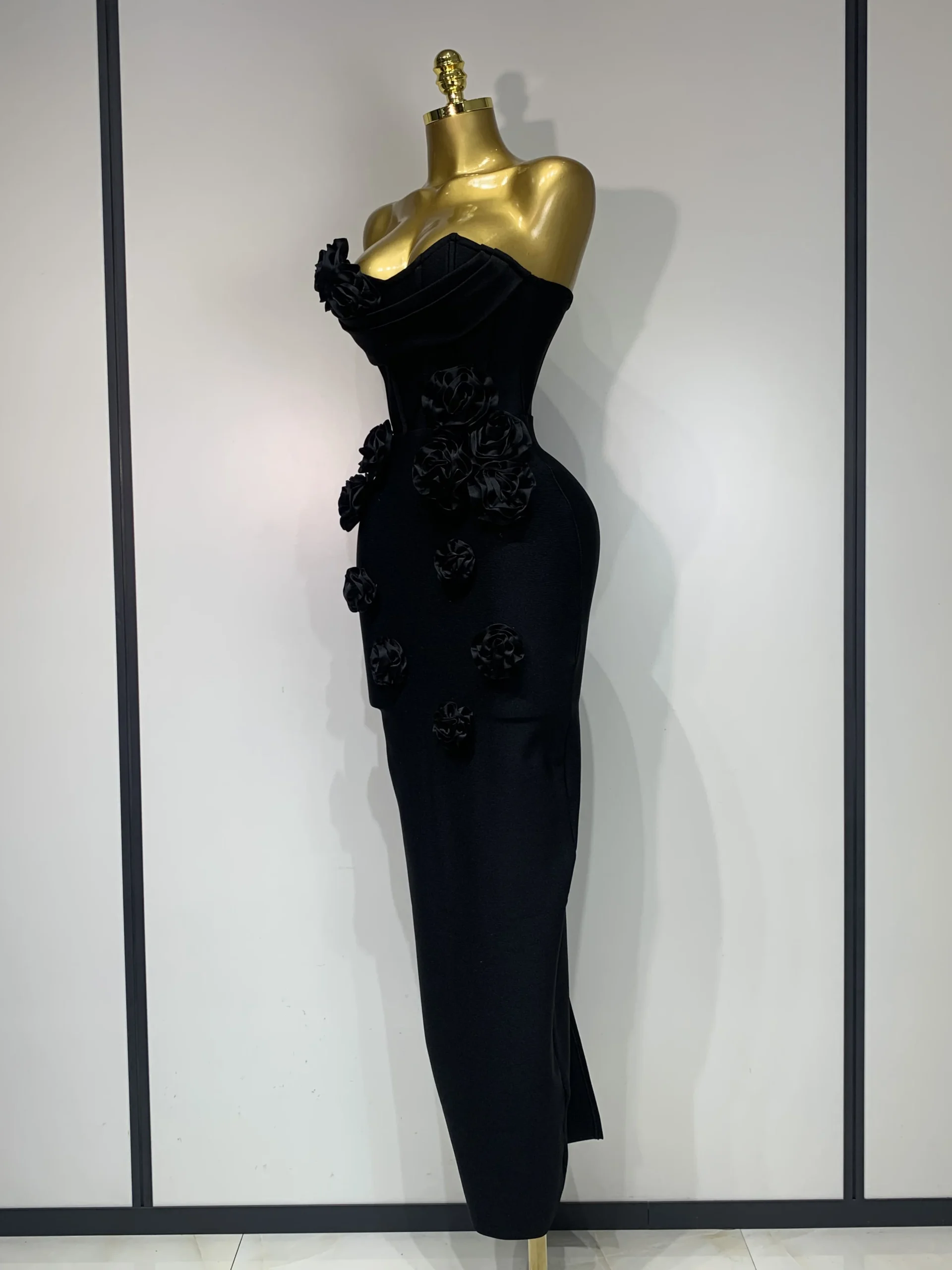Women's Strapless Floral Bodycon Maxi Dress - view 2