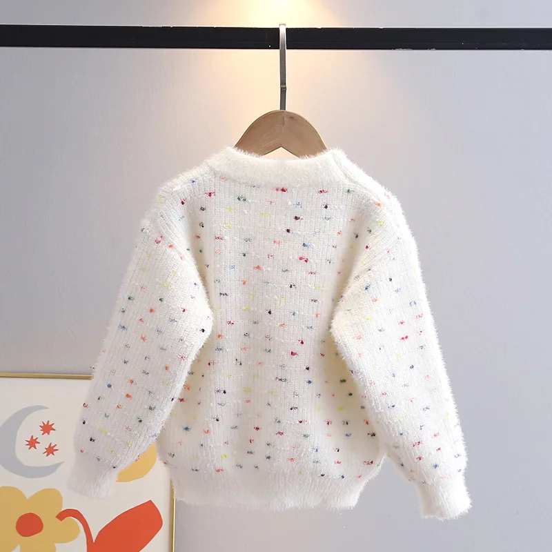 Sweet Children Clothing Autumn New Girl Baby Colorful Polka Dot Sweater Winter Trend Tassel Bowtie Kid Princess Pullover HY11211 - Image 4