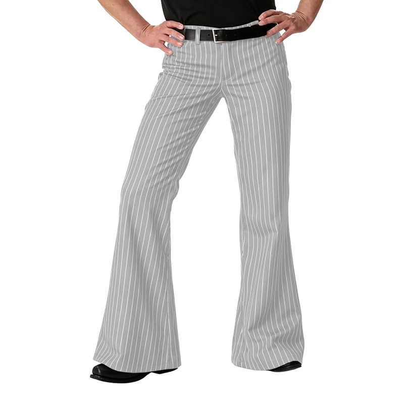 Men's Polyester Pinstripe Flared Pants - Image 8