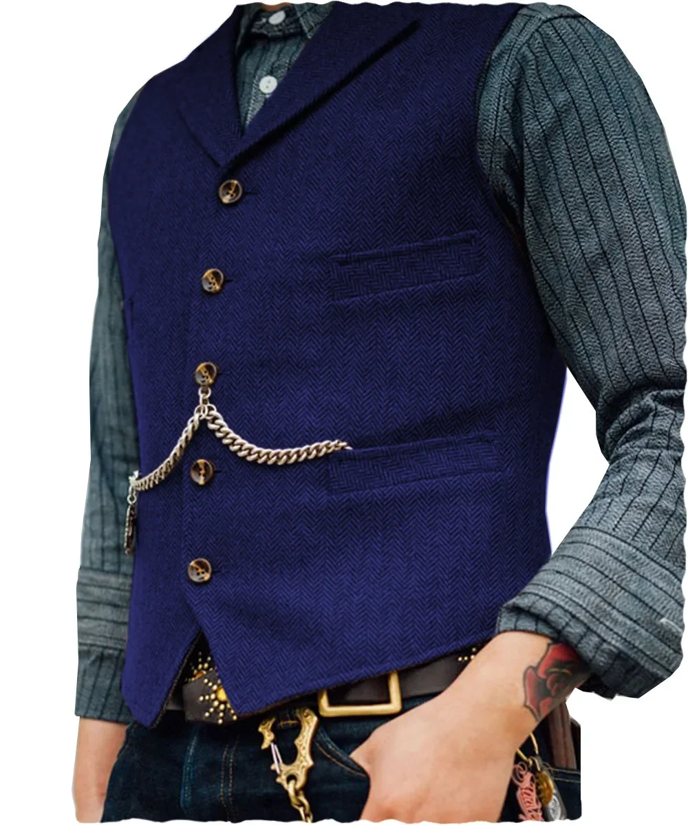 Men's Dark Blue Smart Casual Vest - Image 15