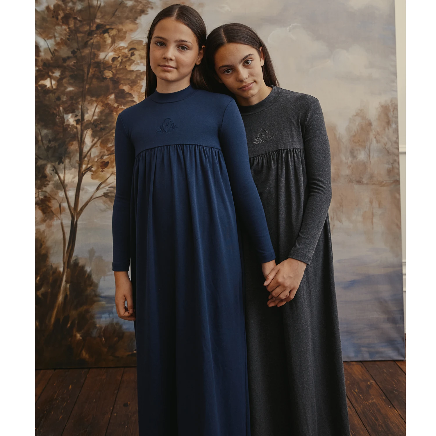 Girls Maxi Dress with Embroidery – Cotton/Rayon/Spandex Blend, Autumn - Image 3