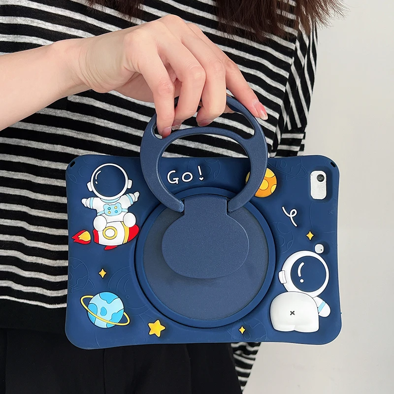 Cartoon Astronaut Case for iPad 6th / 5th Generation 9.7 inch 2018/2017 iPad Air 2 Case Rotating Kickstand Silicone Case Kids - Image 8