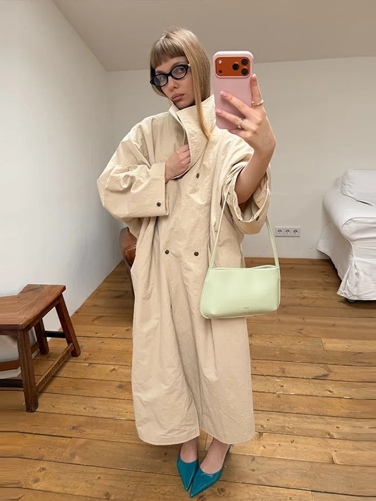 Women's Oversized Stand Collar Trench Coat - view 2