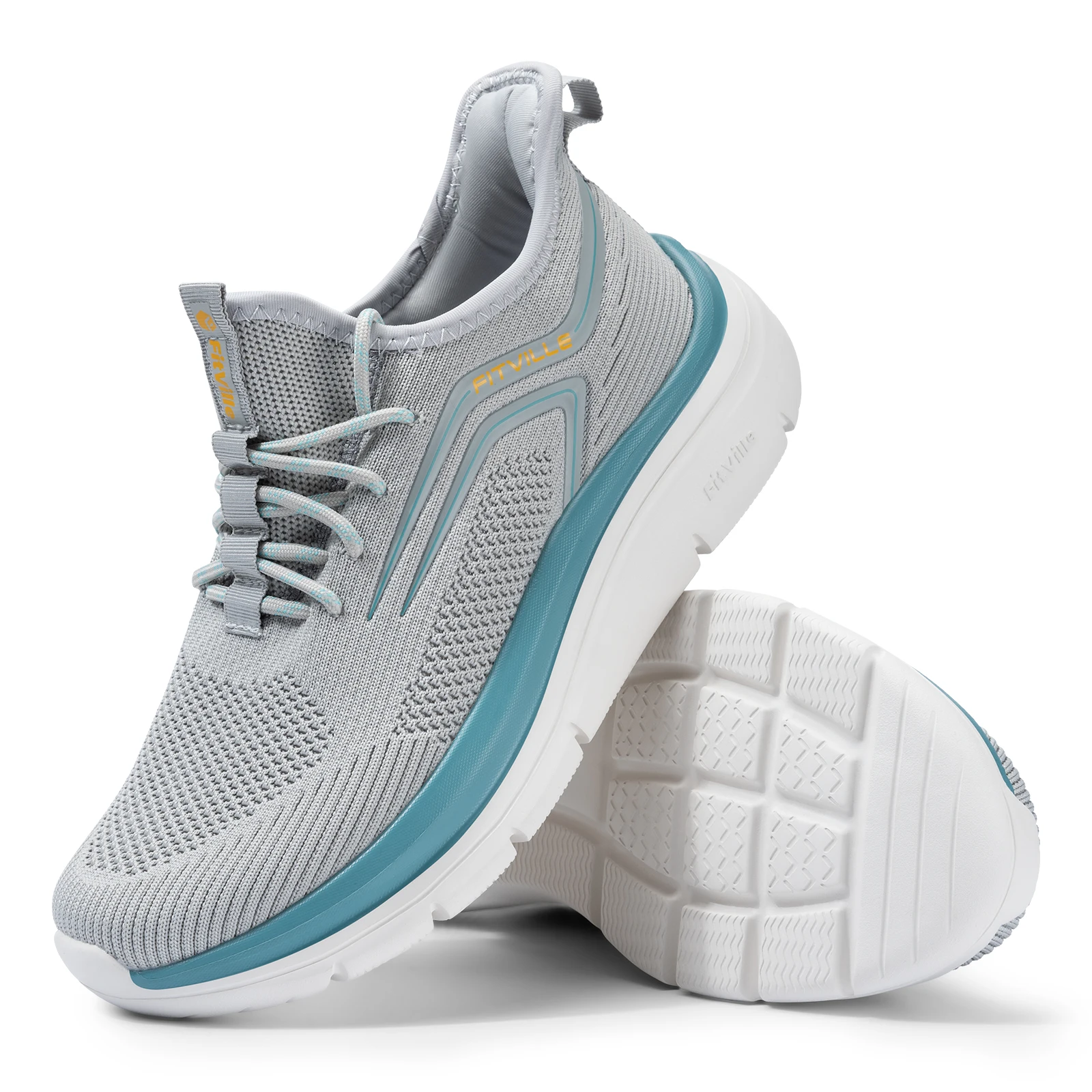 FitVille Men's Air Mesh Running Shoes with Thick Rebound Sole, Wide Fit