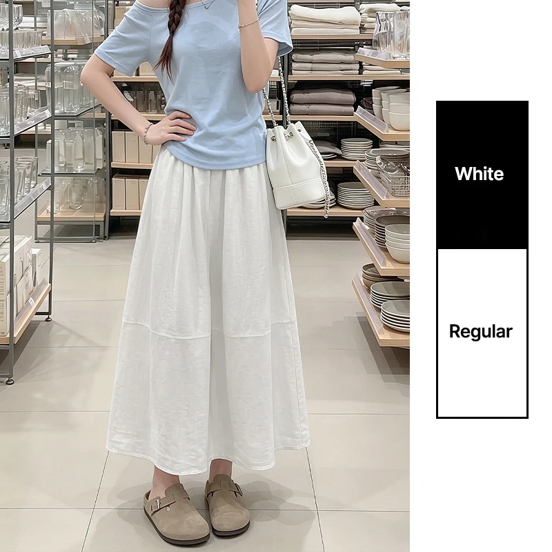 Women's Cotton Linen Pleated Maxi Skirt - view 8