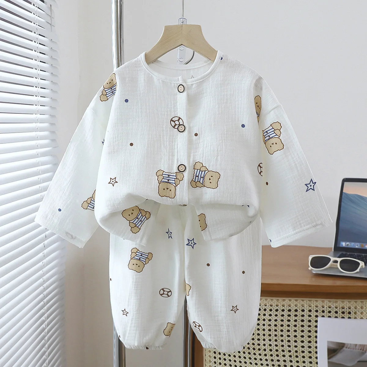 Kids Unisex Cotton Gauze Sleepwear Set – Raglan Full Sleeve Summer - Image 11