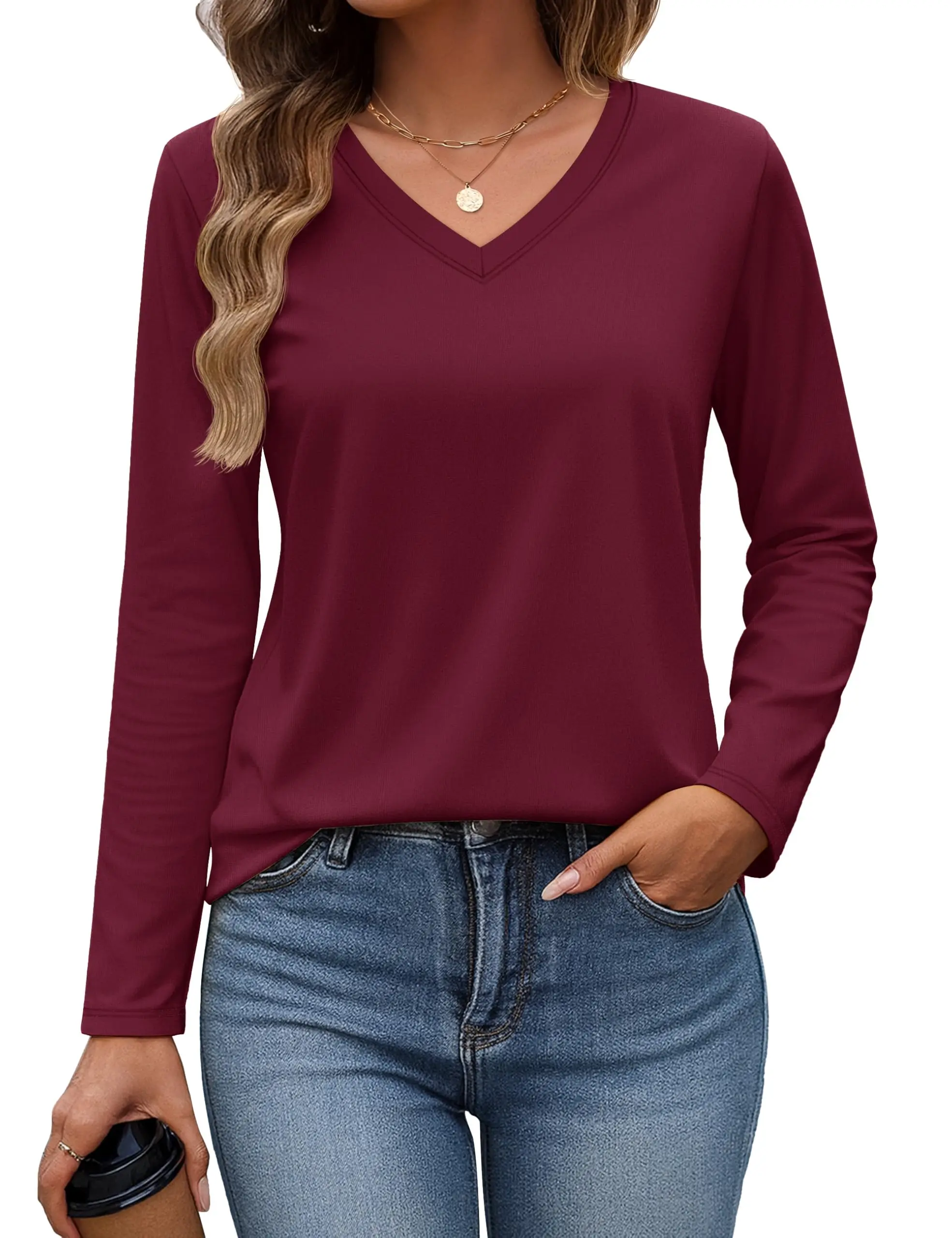 TACVASEN Women's V-Neck Long Sleeve Tee - view 24
