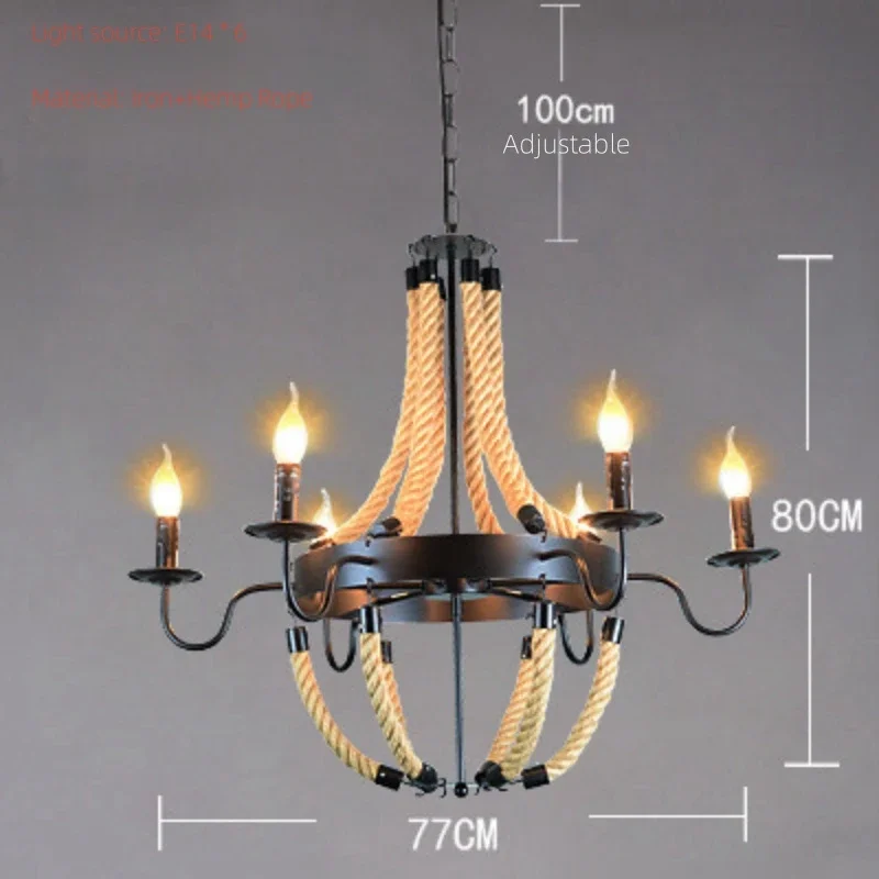 Vintage Rope LED Pendant Lamp – Metal Black/Brown Chandelier - Image 8