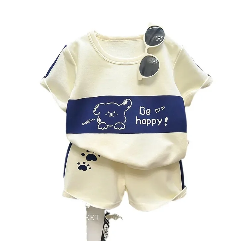 Children's Top and Bottom Clothes Set Short-sleeved Suit Striped Girls Boys T-shirt Summer Children's Clothing Loungewear Outfit - Image 5