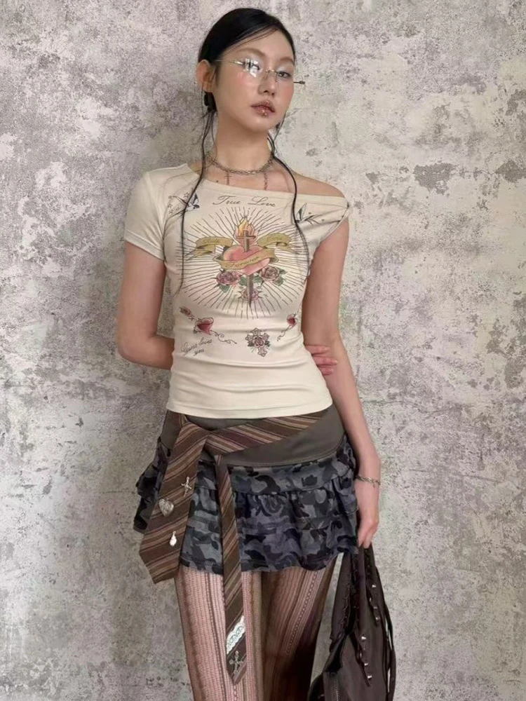 Women's Y2K Print Off-Shoulder Tee - view 5